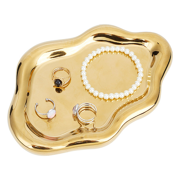 

PandaHall FIBLOOM Ceramic Jewelry Tray Dish Cloud Trinket Dish Ring Earrings Holder Decorative Tray for Rings Earrings Necklaces Bracelet..., Gold