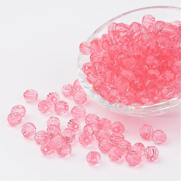 

PandaHall Transparent Acrylic Beads, Faceted, Round, Pink, 8mm, Hole: 1.5mm, about 1800pcs/500g Acrylic Round Pink