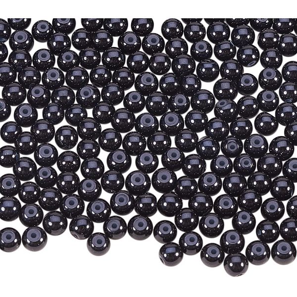 

PandaHall Pearlized Eco-Friendly Dyed Glass Pearl Round Bead, Black, 4~4.5mm, Hole: 0.7~1.1mm, about 1000pcs/box Glass Round Black