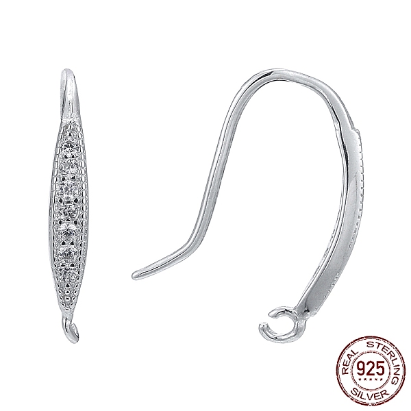

PandaHall Rhodium Plated 925 Sterling Silver Earring Hooks, with 925 Stamp, with Cubic Zirconia, Platinum, 15x2.5x1.5mm, Hole: 1mm, 20 Gauge...