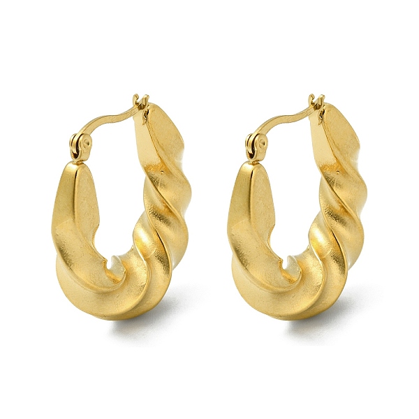

PandaHall 304 Stainless Steel Hoop Earrings, Jewely foe Women, Real 18K Gold Plated, Twist, 31.5x8mm 304 Stainless Steel Twist