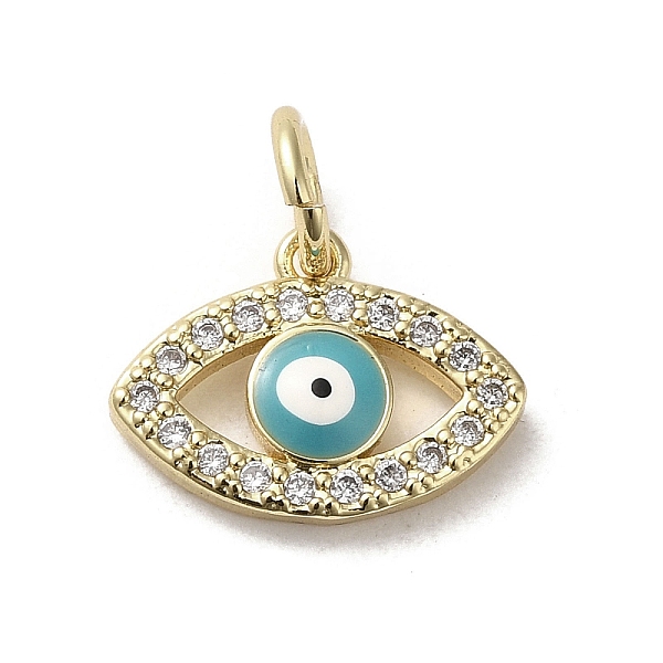 

PandaHall Brass Micro Pave Cubic Zirconia Charms, with Enamel, with Jump Ring, Real 18K Gold Plated, Evil Eye, Turquoise, 10.5x14.5x2.5mm..., Green