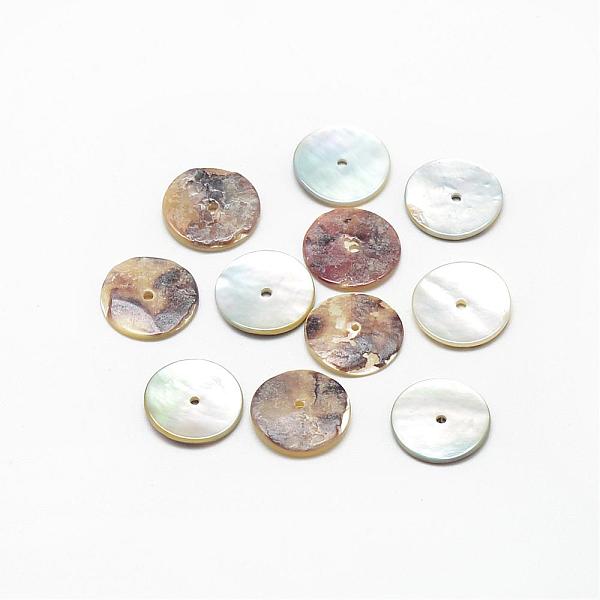 

PandaHall Natural Akoya Shell Bead Spacers, Mother of Pearl Shell Beads, Disc/Flat Round, Heishi Beads, Camel, 11~12x1~2mm, Hole: 1.5mm..., Brown