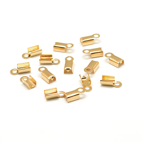 

PandaHall Brass Folding Crimp Ends, Fold Over Crimp Cord Ends, Golden, 8x4mm, Hole: 1mm Brass