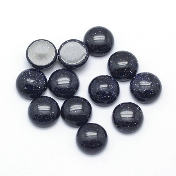 

PandaHall Synthetic Blue Goldstone Cabochons, Half Round, 10x4~5mm Blue Goldstone Half Round