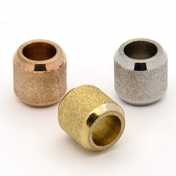 

PandaHall Stainless Steel Textured Beads, Large Hole Column Beads, Mixed Color, 10x10mm, Hole: 6mm Stainless Steel Column