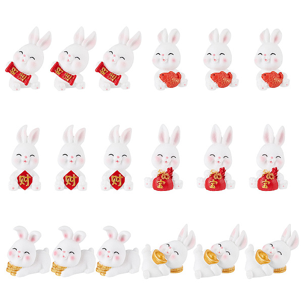 

PandaHall CRASPIRE 18Pcs 6 Style Rabbit Resin Display Decorations, Car Feng Shui Ornament for Wealth & Success, Mixed Color..., Multicolor