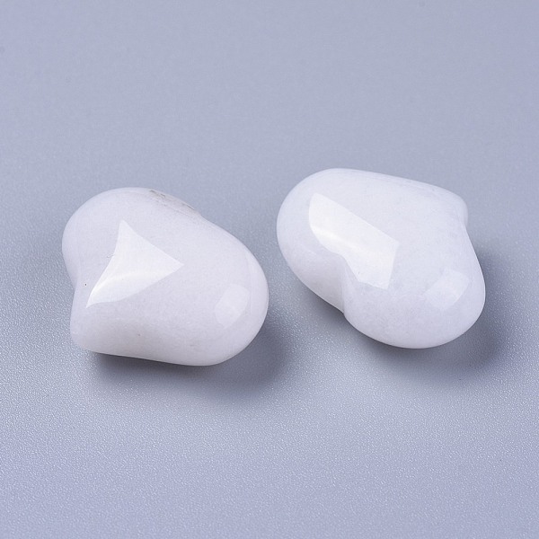 

PandaHall Natural White Jade Heart Love Stone, Pocket Palm Stone for Reiki Balancing, 20x25x11~13mm White Jade