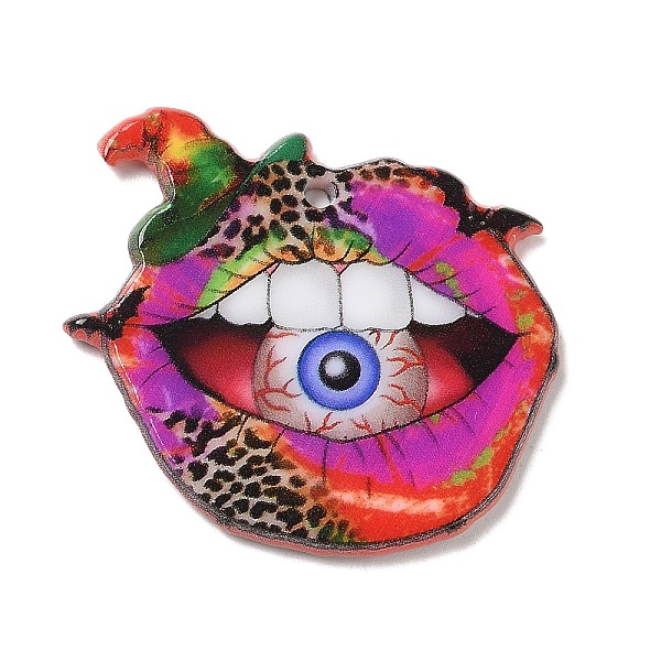 

PandaHall Halloween Acrylic Pendants, Lip, 32x34x2mm, Hole: 1.8mm Acrylic Lip Pink
