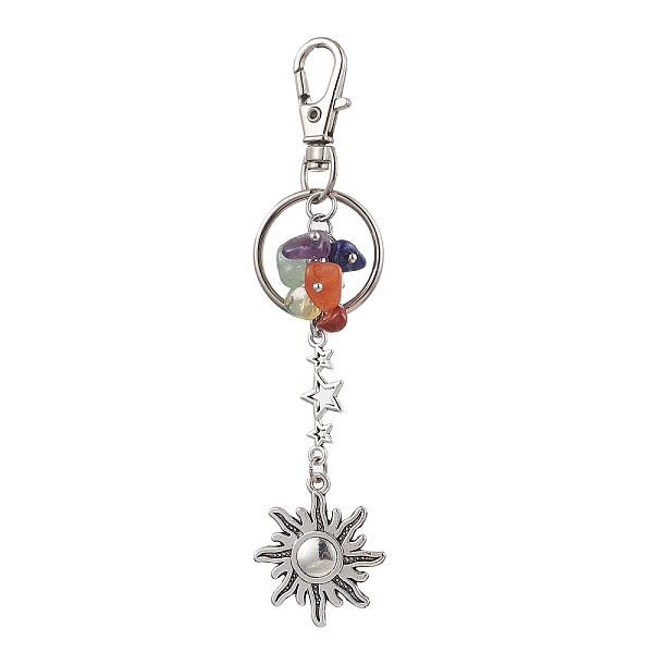 

PandaHall 7 Chakra Gemstone Chip Alloy Pendant Ornament, Antique Silver, Sun, 10.6cm, Pendant: 54x24x2mm Alloy Sun