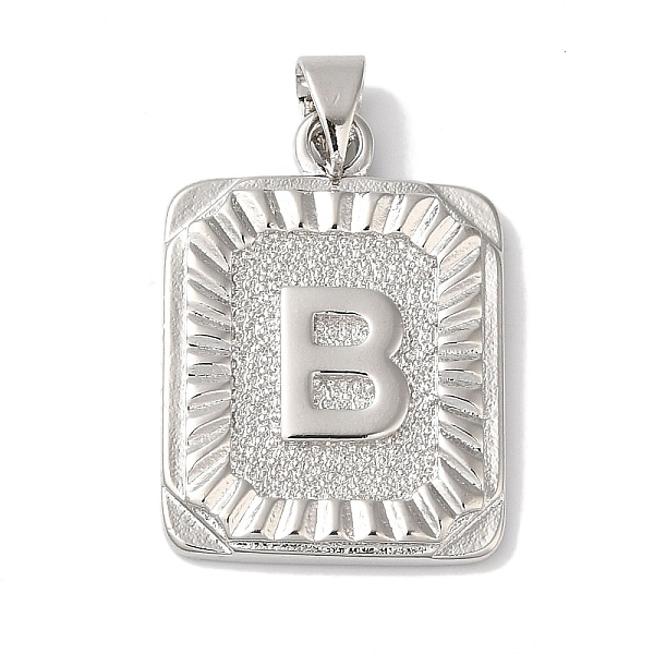 

PandaHall Rack Plating Brass Pendants, Long-Lasting Plated, Lead Free & Cadmium Free, Square with Letter Charms, Letter B, 24x17x2.5mm, Hole...