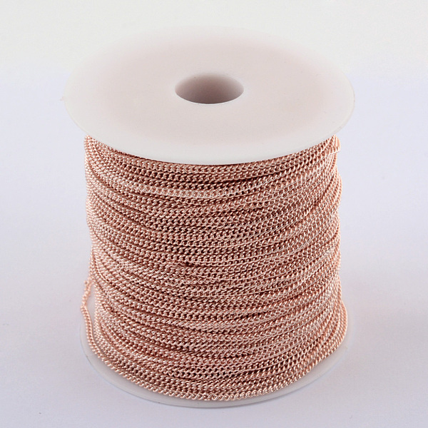 

PandaHall Unwelded Iron Twisted Chains, Curb Chains, with Spool, Rose Gold, 3.3x2.1x0.6mm, about 32.8 Feet(10m)/roll Iron