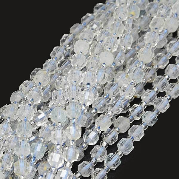 

PandaHall Natural White Topaz Beads Strands, with Seed Beads, Faceted, Bicone, Double Terminated Point Prism Beads, 5~7x6mm, Hole: 0.8mm...