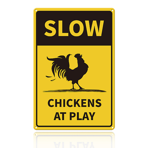 

PandaHall UV Protected & Waterproof Aluminum Warning Signs, SLOW CHICKENS AT PLAY, Yellow, 45x30cm Aluminum Yellow