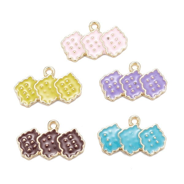 

PandaHall Alloy Enamel Pendants, Light Gold, Cookies, Mixed Color, 12x20.5x1.5mm, Hole: 1.5mm Alloy+Enamel Food Multicolor