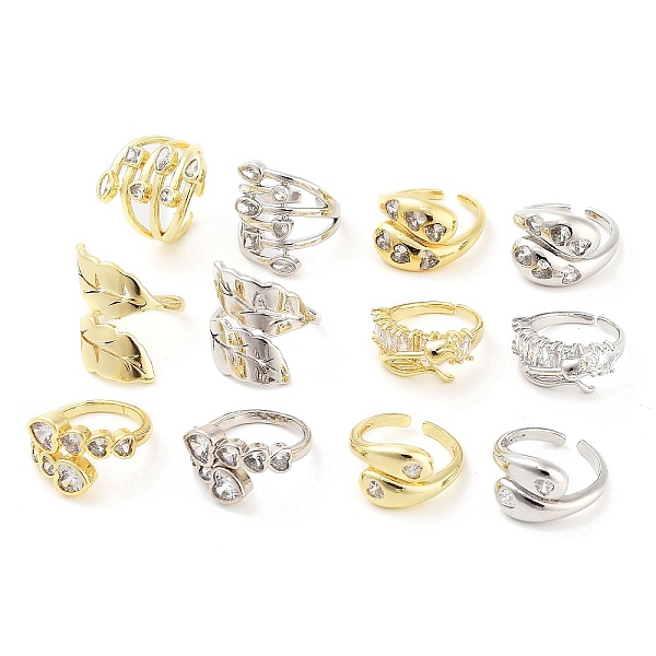 

PandaHall Rack Plating Brass Micro Pave Cubic Zirconia Finger Ring, Long-Lasting Plated, Cadmium Free & Lead Free, Mixed Shapes, Platinum &...