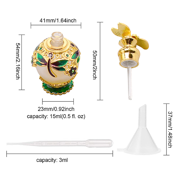 

PandaHall GORGECRAFT Dragonfly Decorative Glass Perfume Bottle Green Spray Atomizer Pump Refillable Glass Bottles Plastic Funnel Hopper...