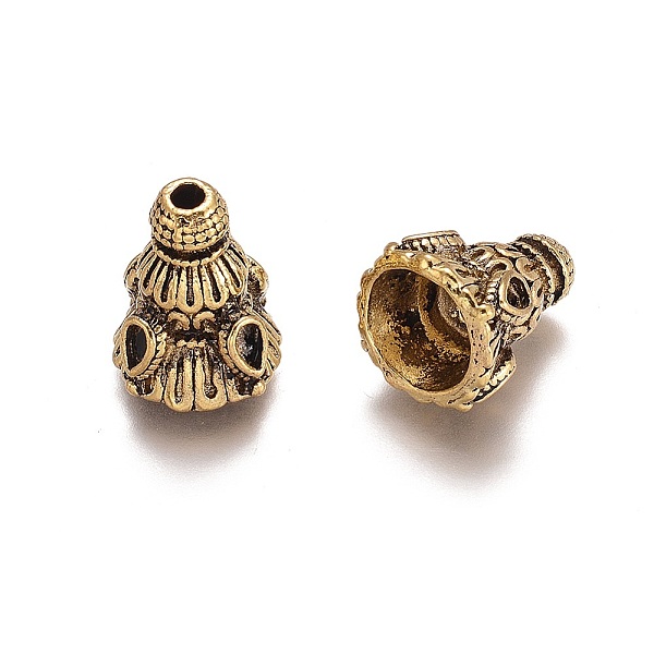 

PandaHall Tibetan Style Alloy Bead Cap, Cone, Apetalous, Antique Golden, 16.5x11mm, Hole: 2mm Alloy