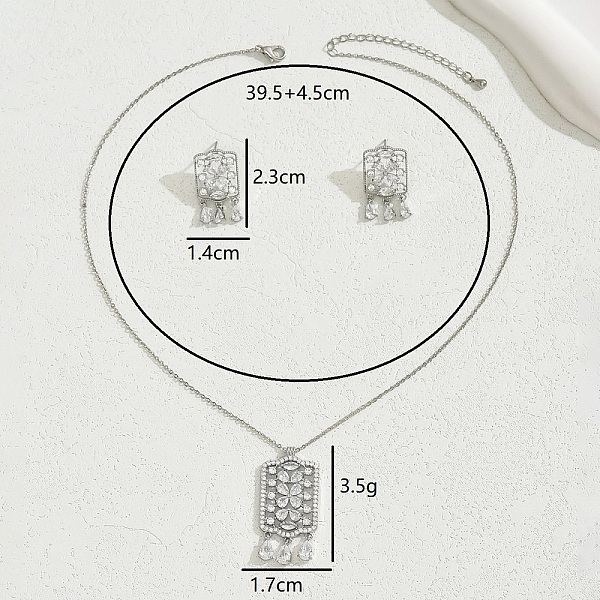 

PandaHall Elegant and Simple 18K Gold Plated Floral Pendant Necklace Earrings Set Brass