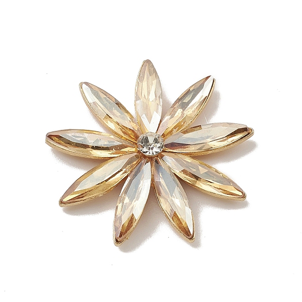 

PandaHall Alloy Cabochons, with Glass Rhinestone, Ligh Gold, Flower, Old Lace, 32x5.5mm Alloy Flower