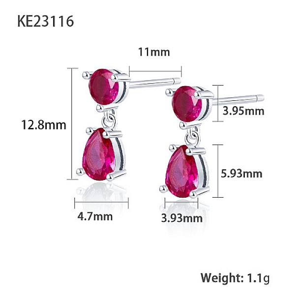 

PandaHall Cubic Zirconia Teardrop Dangle Stud Earrings, Platinum Rhodium Plated 925 Sterling Silver Earrings, Medium Violet Red...