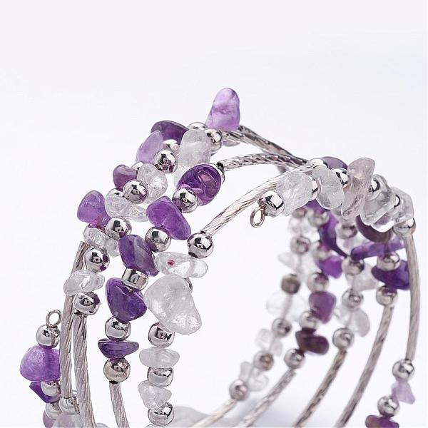 Five Loops Wrap Amethyst Beads Bracelets