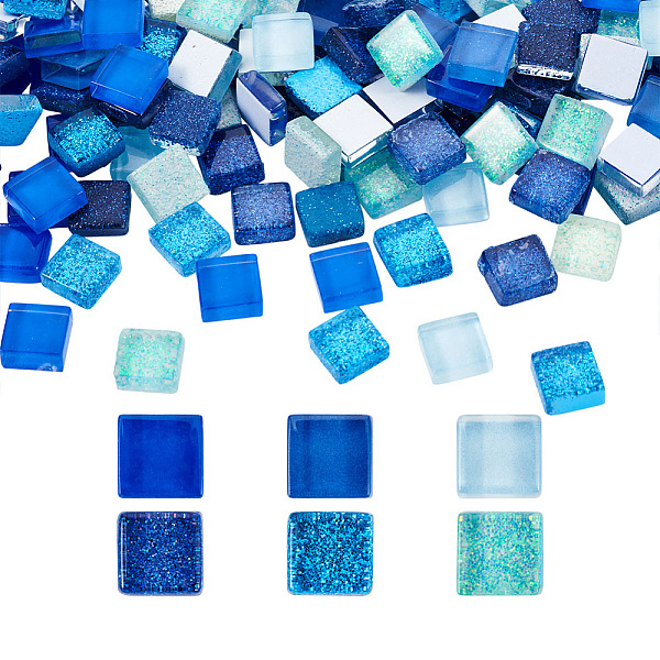 

PandaHall 400Pcs 2 Styles Glass Cabochons, Mosaic Tiles, for Home Decoration or DIY Crafts, Square, Mixed Color, 10x10x4mm, 200pcs/color..., Multicolor
