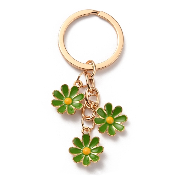 

PandaHall Cute Enamel Keychain, Colorful Daisy Keychain, for Women Girls Handbag Accessories, Green Yellow, 7.4cm Iron Flower