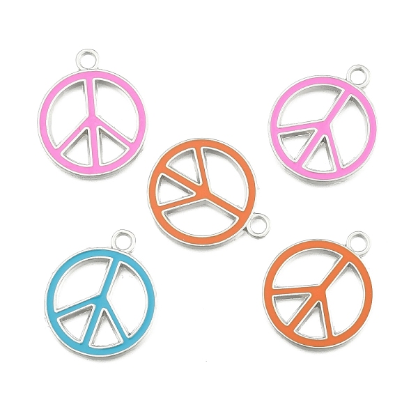 

PandaHall Alloy Enamel Pendants, Lead Free and Cadmium Free, Peace Sign, Platinum Metal Color, Mixed Color, 29x24.5x2mm, Hole: 3mm..., Multicolor