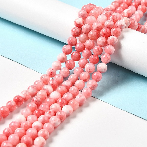 

PandaHall Natural Green Jade Beads Strands, Dyed, Round, Light Coral, 8~8.5mm, Hole: 1.2mm, about 51pcs/strand, 15.87~15.94''(40.3~40.5cm)...