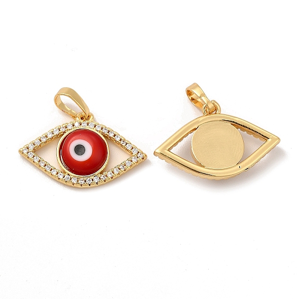 

PandaHall Rack Plating Brass Micro Pave Clear Cubic Zirconia Pendants, with Handmade Evil Eye Lampwork, Cadmium Free & Lead Free..., Red