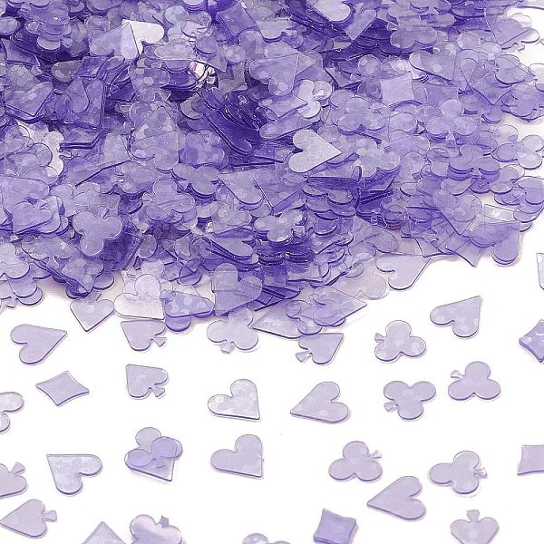 

PandaHall Plastic Sequin Beads, Matte Style, Sewing Craft Decorations, Playing Card Signs, Blue Violet, 6x5~6x0.3mm Plastic Playing Theme