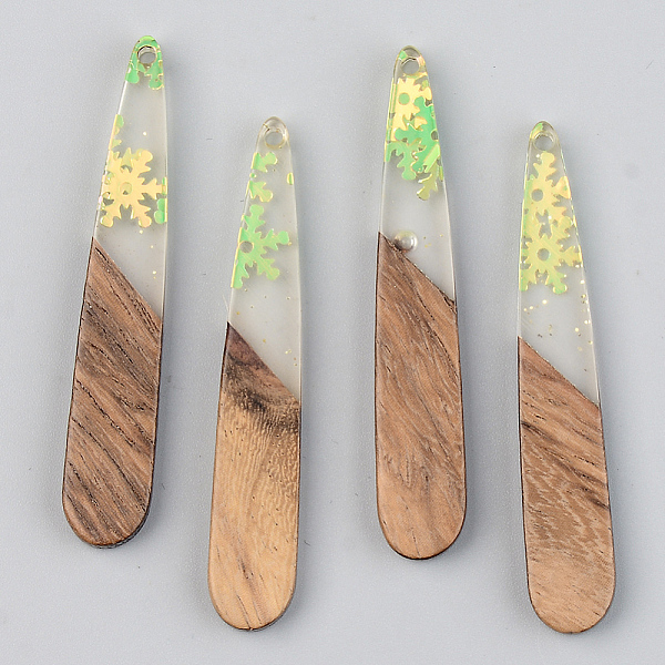 

PandaHall Transparent Resin & Walnut Wood Pendants, with Snowflake Glitter Sequins, Teardrop, Clear, 44x7.5x3mm, Hole: 1.5mm Resin+Wood...