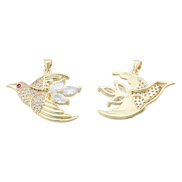

PandaHall Brass Micro Pave Clear Cubic Zirconia Pendants, with Brass Snap on Bails, Nickel Free, Bird, Real 18K Gold Plated, 26x34.5x5.5mm...