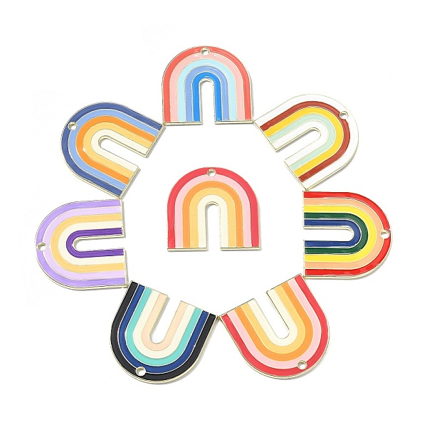 

PandaHall 14Pcs 7 Colors Alloy Enamel Pendants, Rainbow Charm, Light Gold, Mixed Color, 26x27x1.5mm, Hole: 2mm, 2pcs/color Alloy+Enamel..., Multicolor