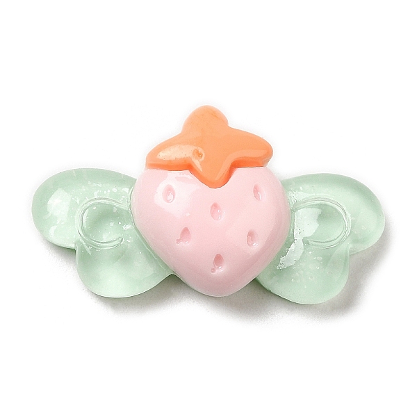 

PandaHall Translucent Resin Cabochons, Strawberry with Wings, Light Green, 14.5~15x26x7~7.5mm Resin Strawberry
