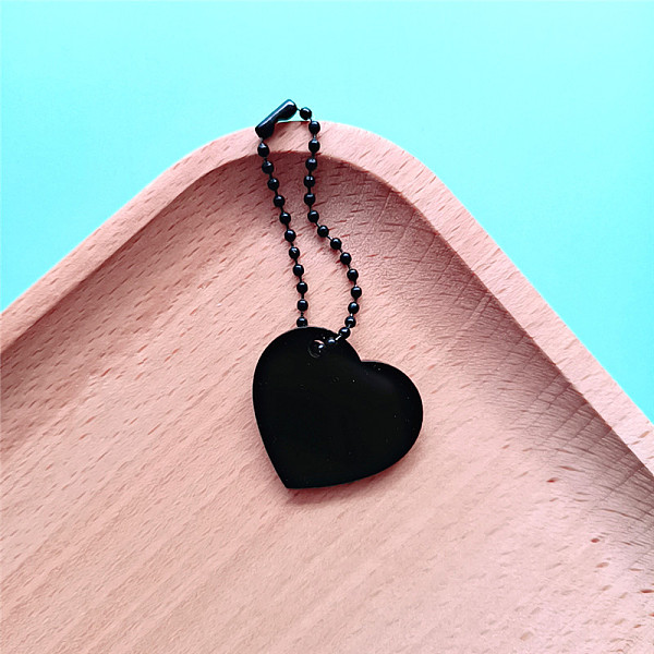 

PandaHall Acrylic Big Pendant Decoration, with Ball Chains, Heart, 60mm Acrylic Heart Black