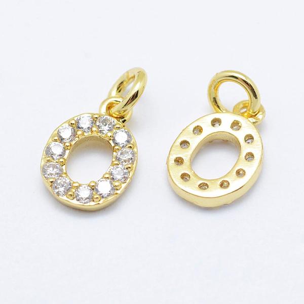 

PandaHall Brass Micro Pave Grade AAA Cubic Zirconia Charms, Letter O, Cadmium Free & Nickel Free & Lead Free, Real 18K Gold Plated..., Clear