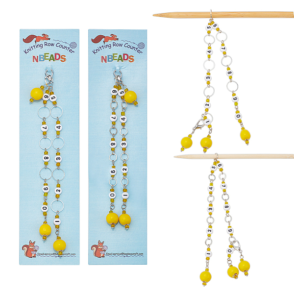 

PandaHall Natural Wood Pendant Knitting Row Counter Chains, with Brass Ring, Opaque Acrylic Number Bead, Fits for Needles Up To 10mm, Yellow...