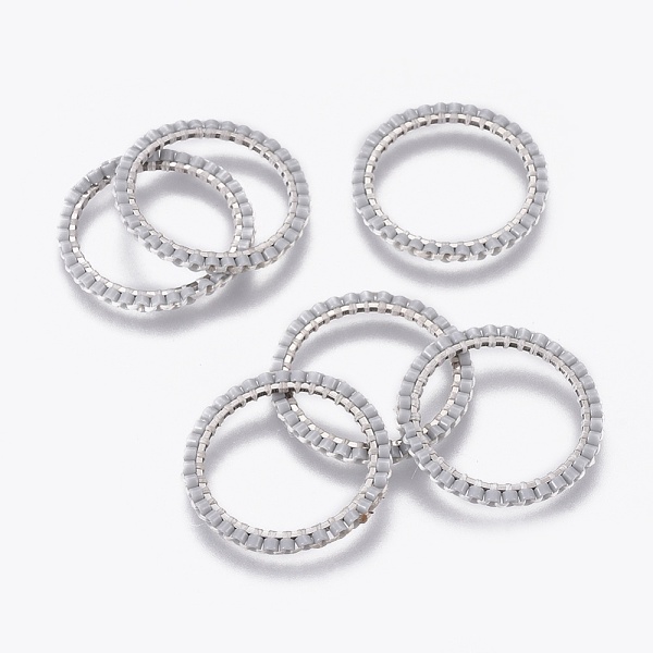 

PandaHall MIYUKI & TOHO Handmade Japanese Seed Beads, with 304 Stainless Steel Link Rings, Loom Pattern, Ring, Silver, Light Grey..., Gray