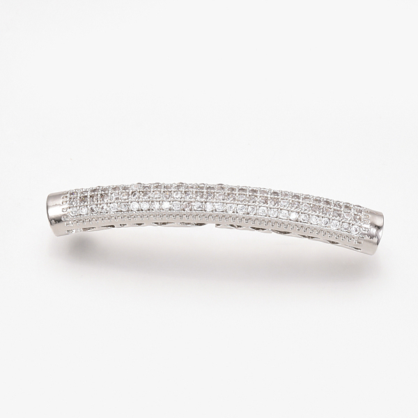

PandaHall Brass Micro Pave Cubic Zirconia Tube Beads, Hollow, Clear, Platinum, 39x5mm, Hole: 2.5mm Brass+Cubic Zirconia Tube Clear