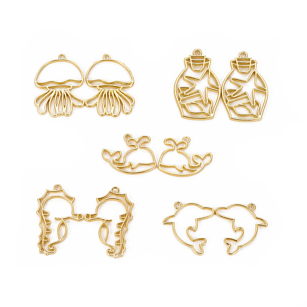 

PandaHall Marine Organism Theme, Zinc Alloy Open Back Bezel Pendants, For DIY UV Resin, Epoxy Resin, Pressed Flower Jewelry, Golden...