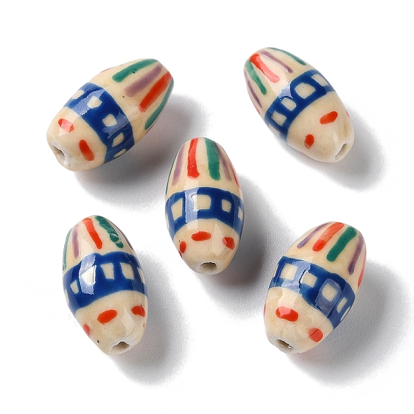 

PandaHall Handmade Porcelain Beads, Famille Rose Porcelain, Oval, Blue, 17x9.5mm, Hole: 1.6mm, about 22pcs/strand, 14.37 inch(36.5cm)...