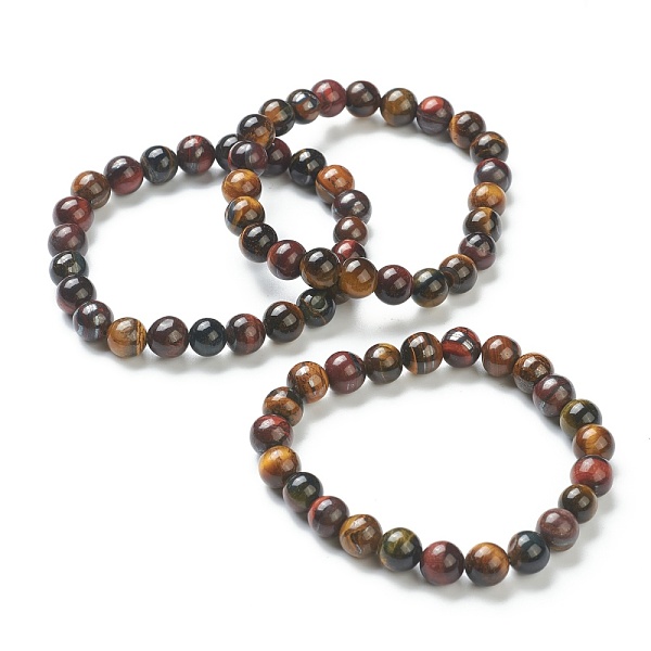 

PandaHall Natural Tiger Eye Beaded Stretch Bracelets, Round, Beads: 8~8.5mm, Inner Diameter: 2-1/8 inch(5.5cm) Tiger Eye