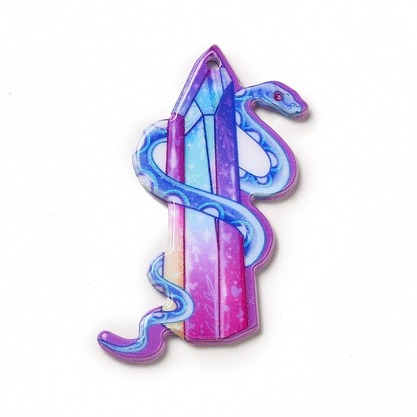 

PandaHall Halloween Printed Acrylic Pendants, Snake Pattern, 47x31x2.4mm, Hole: 1.8mm Acrylic Snake