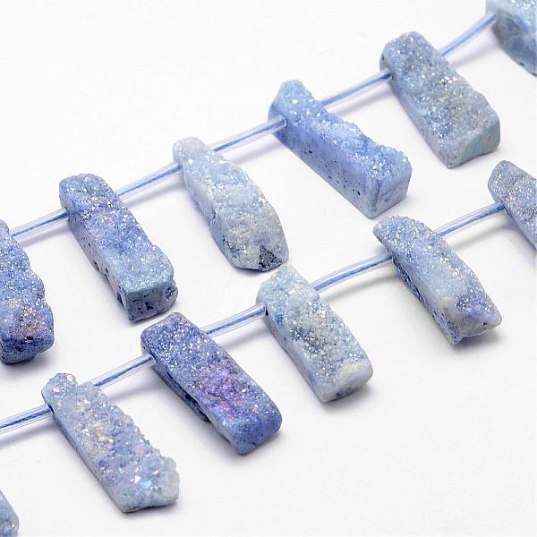 

PandaHall Electroplated Natural Quartz Crystal Bead Strands, Druzy Crystal, Nuggets, Dyed, Lilac, 21~32x10~15x6~9mm, Hole: 2mm, about..., Purple