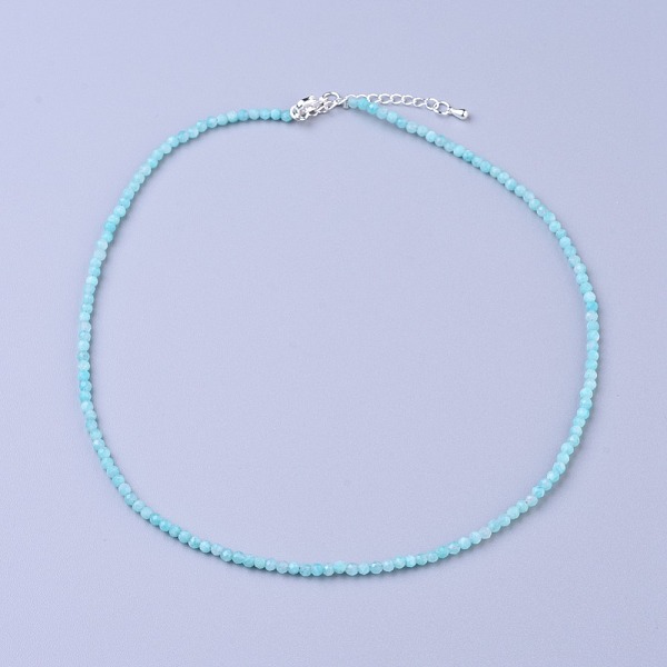 

PandaHall Natural Amazonite Beaded Necklaces, with Brass Lobster Claw Clasps, Faceted Round Beads, 16.5 inch~16.7 inch(42~42.5cm)x3~3.5mm...