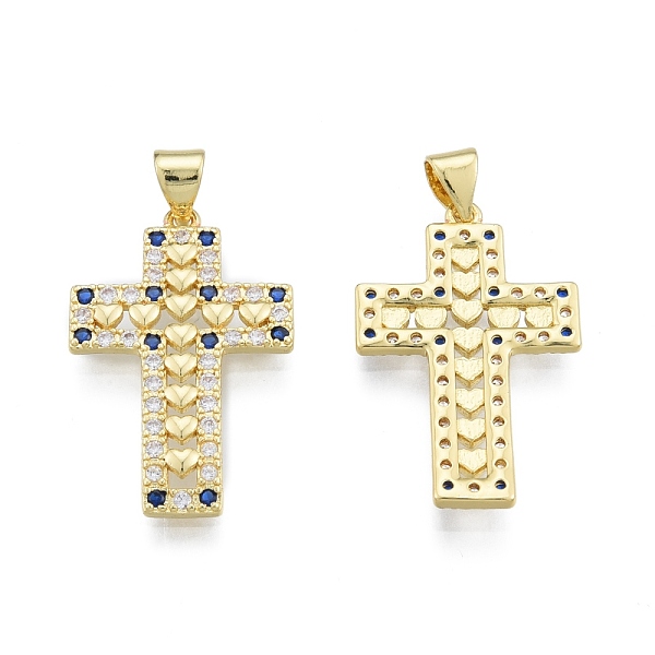 

PandaHall Brass Micro Pave Cubic Zirconia Pendants, Real 18K Gold Plated, Cross, Medium Blue, 27x17x2mm, Hole: 3.5x4mm Brass+Cubic Zirconia...