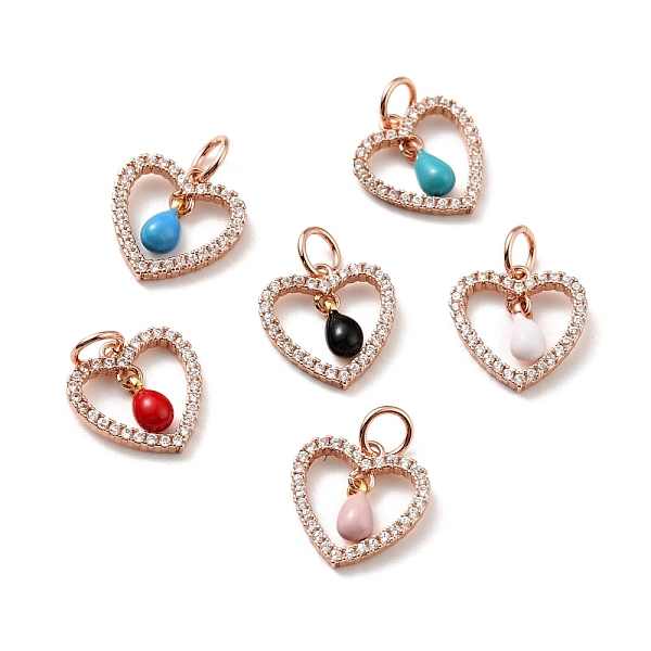 

PandaHall Rack Plating Brass Micro Pave Cubic Zirconia Pendants, with Enamel and Jump Ring, Real Rose Gold Plated, Heart, Cadmium Free &..., Multicolor