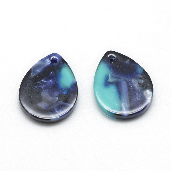 

PandaHall Cellulose Acetate(Resin) Pendants, teardrop, Midnight Blue, 18x13.5x2.5mm, Hole: 1.5mm Cellulose Acetate Teardrop Blue